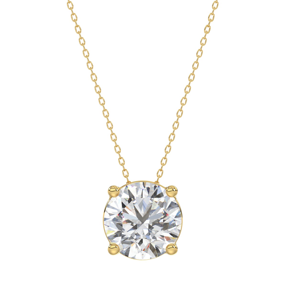 LADIES SOLITAIRE PENDANT WITH UNDER-PASS CHAIN 3CT ROUND DIAMOND 14K YELLOW GOLD - Image 1