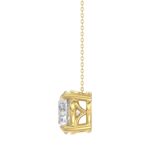 LADIES SOLITAIRE PENDANT WITH UNDER-PASS CHAIN 4CT ROUND DIAMOND 14K YELLOW GOLD - Image 2