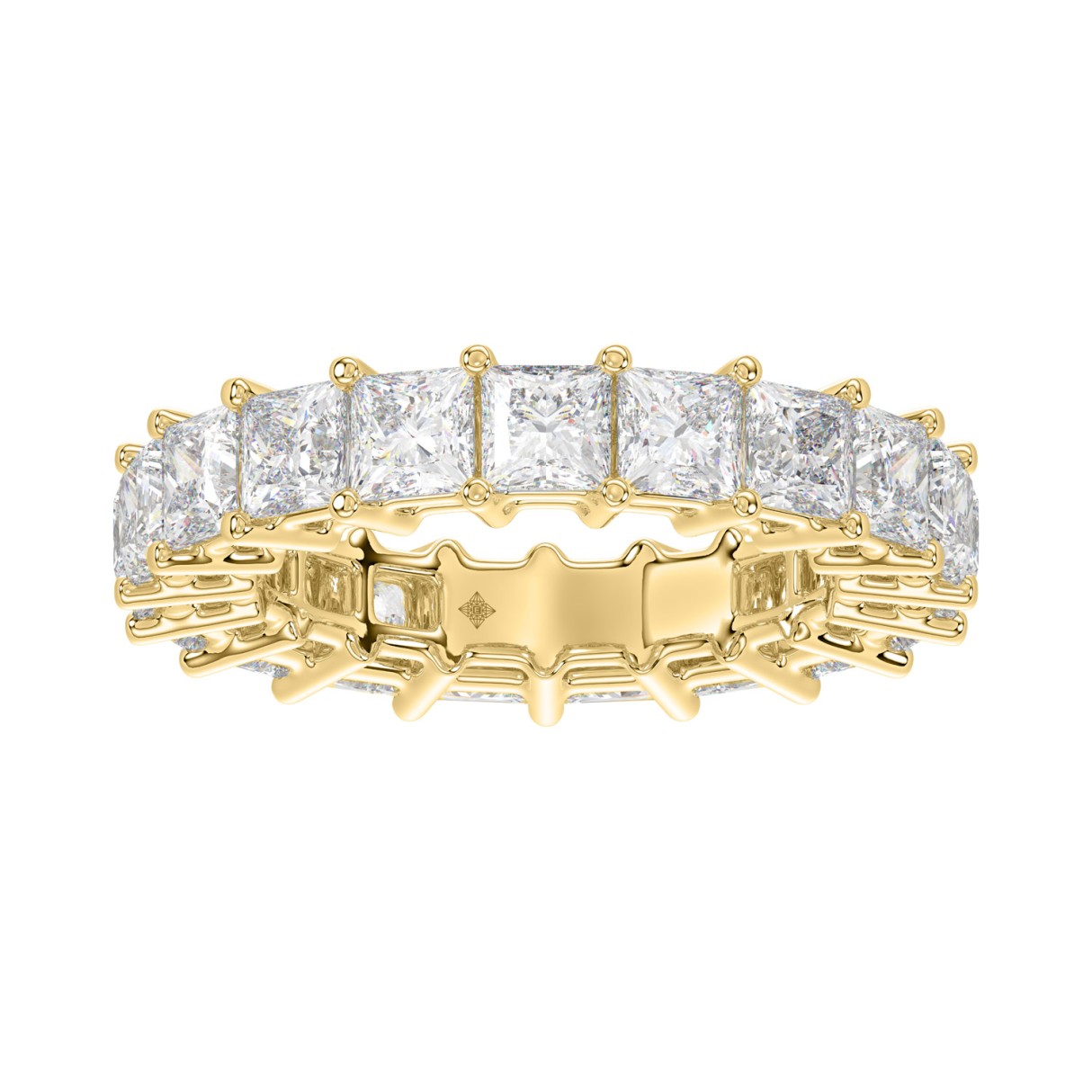 14K Yellow Gold 4 3/4Ct Princess Cut Diamond Eternity Band For Women Full Eternity Wedding Band (Color F-G -Clarity Vs1/Vs2) - Image 1