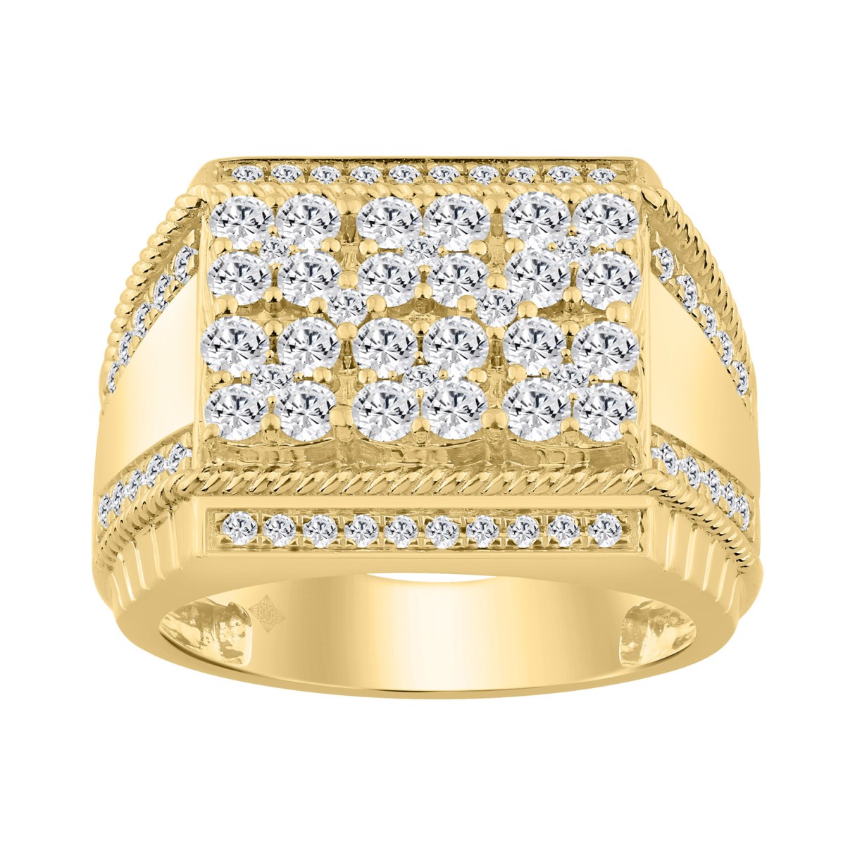 14K YELLOW GOLD 1 3/4CT ROUND DIAMOND MEN'S RING - Image 1