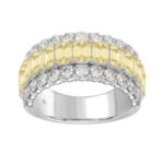 14K WHITE GOLD 3 1/2CT ROUND/YELLOW RADIANT DIAMOND LADIES BAND