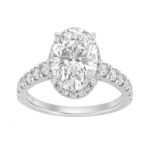 14K White Gold 4 3/4Ct Oval Cut Lab-Grown Diamond Engagement Ring With Hidden Halo Round & Oval Bridal Ring Set For Women 4Ct Oval Center Stone (Color