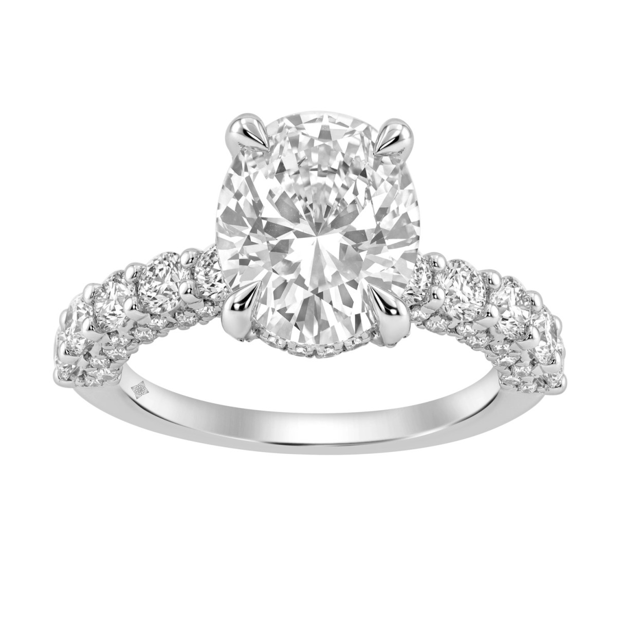 14K White Gold 5 1/2Ct Oval & Round Diamond Engagement Ring Women Bridal Wedding Ring 4Ct Oval Center Stone (Color F-G -Clarity Vs1/Vs2) - Image 1