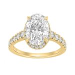 14K Yellow Gold 4 3/4Ct Oval Cut Lab-Grown Diamond Engagement Ring With Hidden Halo Round & Oval Bridal Ring Set For Women 4Ct Oval Center Stone (Colo