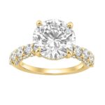 14K Yellow Gold 5 1/2Ct Round Diamond Engagement Ring Women Bridal Wedding Ring 4Ct Round Center Stone (Color F-G -Clarity Vs1/Vs2)