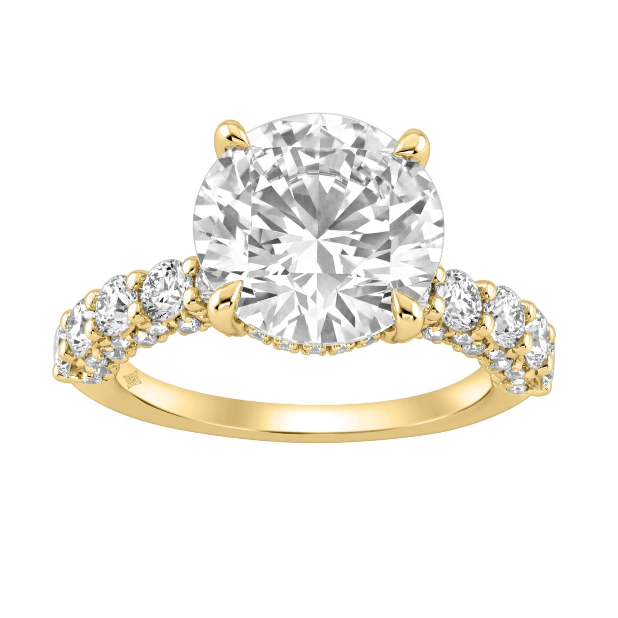 14K Yellow Gold 5 1/2Ct Round Diamond Engagement Ring Women Bridal Wedding Ring 4Ct Round Center Stone (Color F-G -Clarity Vs1/Vs2) - Image 1