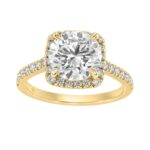 Elegance 14K Yellow Gold 3 1/2Ct Round Diamond Bridal Ring Timeless Engagement Ring For Women 3Ct Round Center Stone (Color F-G -Clarity Vs1/Vs2)
