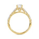 Elegant 14K Yellow Gold 1 1/2Ct Lab-Grown Diamond Ladies Engagement Ring Round, Oval & Marquise Diamond 1Ct Oval Center Stone (Color F-G -Clarity Vs1/ - Image 2