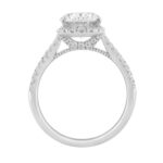 Luxury 14K White Gold 3 1/2Ct Round & Oval Lab-Grown Diamond Halo Ring Elegant Bridal Engagement Ring For Women 3Ct Oval Center Stone (Color F-G -Clar - Image 2