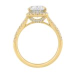 Luxury 14K Yellow Gold 3 1/2Ct Round & Oval Lab-Grown Diamond Halo Ring Elegant Bridal Engagement Ring For Women 3Ct Oval Center Stone (Color F-G -Cla - Image 2