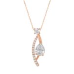 14K ROSE GOLD 1.00CT ROUND/PEAR DIAMOND LADIES PENDANT