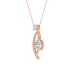 14K ROSE GOLD 1.00CT ROUND/PEAR DIAMOND LADIES PENDANT - Image 3