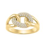 1/4Ct Round Diamond Ring In 10K Yellow Gold Women Interlocked Link Fashion Ring (Color F-G -Clarity Vs1/Vs2)