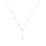 10K White Gold Diamond & Pearl Necklace For 1/2Ct Round Diamond Elegant Drop Necklace, Classic Ladies Fine Jewelry (Color F-G -Clarity Vs1/Vs2)