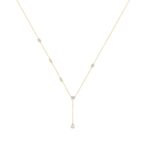 10K Yellow Gold Diamond & Pearl Necklace For  Ladies  1/2Ct Round Diamond Elegant Drop Necklace, Classic Fine Jewelry (Color F-G -Clarity Vs1/Vs2)