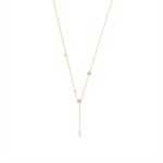 10K Yellow Gold Diamond & Pearl Necklace For  Ladies  1/2Ct Round Diamond Elegant Drop Necklace, Classic Fine Jewelry (Color F-G -Clarity Vs1/Vs2) - Image 2