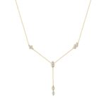 10K Yellow Gold Lab Brown Diamond Necklace 3/4Ct Round & Marquise Drop Necklace For Ladies, Elegant Modern Jewelry (Color F-G -Clarity Vs1/Vs2)