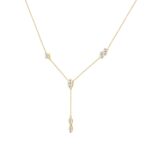 10K Yellow Gold Lab Brown Diamond Necklace 3/4Ct Round & Marquise Drop Necklace For Ladies, Elegant Modern Jewelry (Color F-G -Clarity Vs1/Vs2) - Image 3