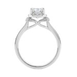 14K White Gold 2 1/2Ct Elongated Cushion Cut Diamond Halo Engagement Ring With Round Diamonds Bridal Ring For Women 2Ct Cushion Center Stone (Color F- - Image 2