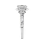 14K White Gold 2 1/2Ct Elongated Cushion Cut Diamond Halo Engagement Ring With Round Diamonds Bridal Ring For Women 2Ct Cushion Center Stone (Color F- - Image 3