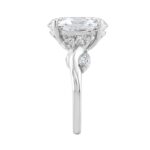 14K White Gold 5 1/2Ct Lab-Grown Diamond Engagement Ring For Women 5Ct Oval Center Stone With Marquise/Round Side Stones, Luxury Bridal Ring (Color F- - Image 3