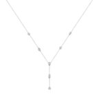 14K White Gold Lab Brown Diamond Necklace 1 1/2Ct Round Pear Marquise Cut Drop Necklace For Ladies, Elegant Modern Jewelry (Color F-G -Clarity Vs1/Vs2