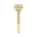 14K Yellow Gold 2 1/2Ct Elongated Cushion Cut Diamond Halo Engagement Ring With Round Diamonds Bridal Ring For Women 2Ct Cushion Center Stone (Color F - Image 3