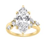 14K Yellow Gold 5 1/2Ct Lab-Grown Diamond Engagement Ring For Women 5Ct Marquise Center Stone With Round Side Stones, Luxury Bridal Ring (Color F-G -C