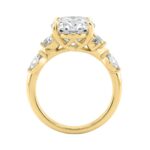 14K Yellow Gold 5 1/2Ct Lab-Grown Diamond Engagement Ring For Women 5Ct Oval Center Stone With Marquise/Round Side Stones, Luxury Bridal Ring (Color F - Image 2
