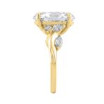 14K Yellow Gold 5 1/2Ct Lab-Grown Diamond Engagement Ring For Women 5Ct Oval Center Stone With Marquise/Round Side Stones, Luxury Bridal Ring (Color F - Image 3