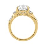 14K Yellow Gold 5 1/2Ct Lab-Grown Diamond Engagement Ring For Women 5Ct Pear Center Stone With Marquise/Round Side Stones, Luxury Bridal Ring (Color F - Image 2
