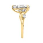 14K Yellow Gold 5 1/2Ct Lab-Grown Diamond Engagement Ring For Women 5Ct Pear Center Stone With Marquise/Round Side Stones, Luxury Bridal Ring (Color F - Image 3