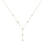 14K Yellow Gold Lab Brown Diamond Necklace 1 1/2Ct Round Pear Marquise Cut Drop Necklace For Ladies, Elegant Modern Jewelry (Color F-G -Clarity Vs1/Vs