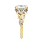 14K Yellow Gold Radiant Cut Diamond Ring 4 1/5Ct  With Marquise Side Stones Ladies Engagement Ring 3Ct Radiant Center Stone (Color F-G -Clarity Vs1/Vs - Image 3