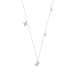 Elegant 10K White Gold 1/3Ct Ladies Necklace Round Diamond Accents Butterfly And Star Charms - Image 3