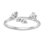 Elegant 10K White Gold Lab-Grown Diamond Classic Ladies Ring 1/3Ct Round & Marquise Diamond Fashion Design (Color F-G -Clarity Vs1/Vs2)