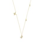 Elegant 10K Yellow Gold 1/3Ct Ladies Necklace Round Diamond Accents Butterfly And Star Charms - Image 3