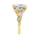 Elegant 14K Yellow Gold 4 1/5Ct Diamond Ring Round, Pear & Marquise With Marquise Side Stones, Women Fashion Ring 3Ct Pear Center Stone (Color F-G -Cl - Image 3