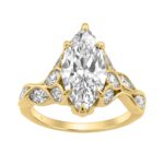 Elegant 14K Yellow Gold 4 1/5Ct Marquise Diamond Ring Women Ladies Engagement Ring (Color F-G -Clarity Vs1/Vs2)
