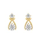 Elegant 14K Yellow Gold Lab Grown Diamond Earrings 1.00Ct Round Cut Diamond Women Fashion Jewelry (Color F-G -Clarity Vs1/Vs2)