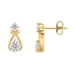 Elegant 14K Yellow Gold Lab Grown Diamond Earrings 1.00Ct Round Cut Diamond Women Fashion Jewelry (Color F-G -Clarity Vs1/Vs2) - Image 2