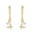 Fashion 10K Yellow` Gold 1/3Ct Ladies Hoop Earrings With Diamonds Butterfly Bliss Design For Ladies