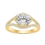 Luxury 14K Yellow Gold 1 3/4Ct Lab Grown Diamond Ring 1 1/2Ct Oval Center And Round Diamond Ladies Engagement Ring (Color F-G -Clarity Vs1/Vs2)