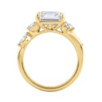 Luxury 14K Yellow Gold 5 1/2Ct Lab-Grown Diamond Ring 5Ct Emerald Center With Marquise & Round Side Stones For Women Engagement Ring (Color F-G -Clari - Image 2