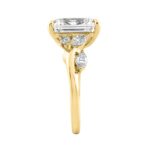 Luxury 14K Yellow Gold 5 1/2Ct Lab-Grown Diamond Ring 5Ct Emerald Center With Marquise & Round Side Stones For Women Engagement Ring (Color F-G -Clari - Image 3