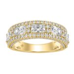 Luxury 2.00Ct 14K Yellow Gold Lab-Grown Diamond Anniversary Ladies Ring Radiant Center & Round Side Diamonds (Color F-G -Clarity Vs1/Vs2)
