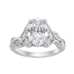 Ladies 14K White Gold 4 1/5Ct Multi-Shape Diamond Engagement Ring Round, Oval & Marquise With Side Stones 3Ct Oval Center Stone (Color F-G -Clarit