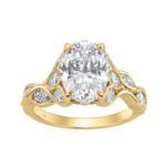 Ladies 14K Yellow Gold 4 1/5Ct Multi-Shape Diamond Engagement Ring Round, Oval & Marquise With Side Stones 3Ct Oval Center Stone (Color F-G -Clari
