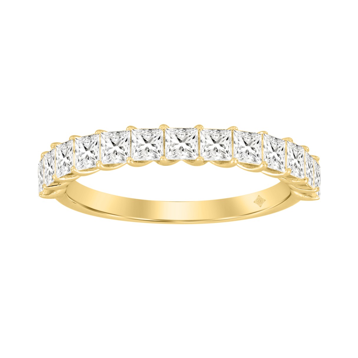 LADIES BAND 1CT PRINCESS DIAMOND 14K YELLOW GOLD - Image 1