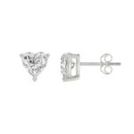 14K WHITE GOLD 2CT HEART DIAMOND LADIES SOLITAIRE EARRINGS - Image 2